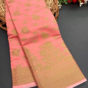 cotton flower pink saree